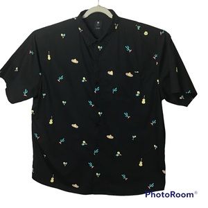 Visive black short sleeve shirt with fiesta theme. 3XL